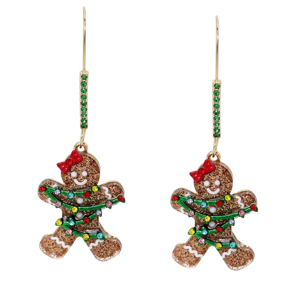 Betsey Johnson Christmas Gingerbread Dangle Earrings